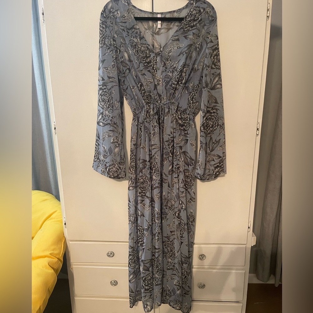 Xhilaration long sleeve sheer floral midi dress with matching slip dress